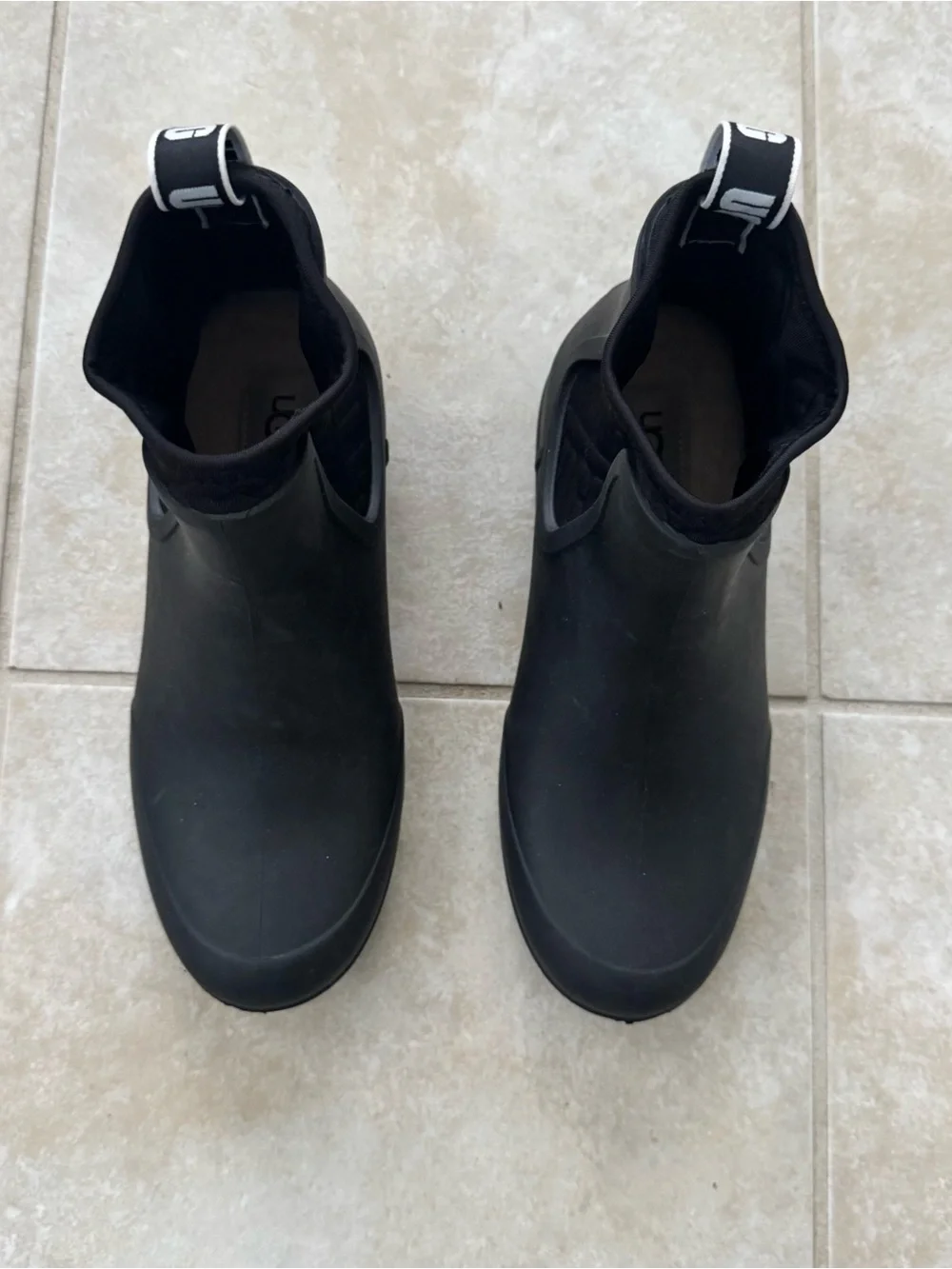 UGG Womens Droplet Black Rubber Chelsea Rain Boots Waterproof Ankle Shoes 6